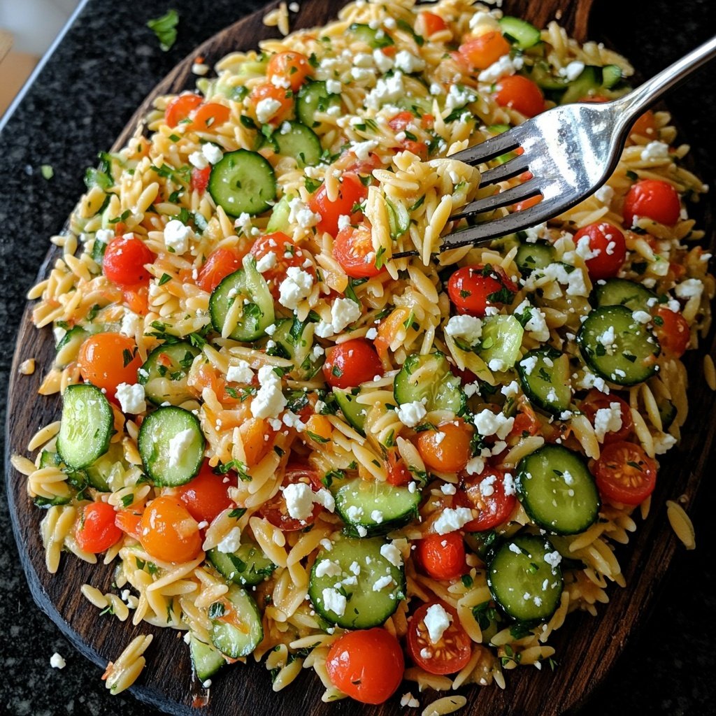 Griechischer Orzo Nudelsalat