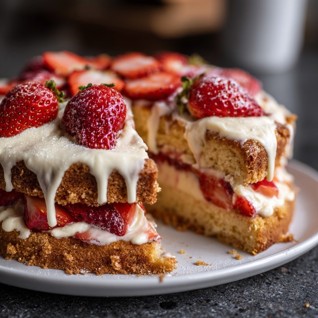 Saftiger Erdbeerkuchen Mit Vanillecreme
