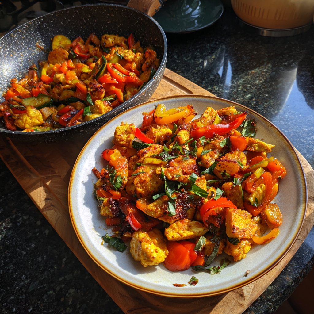 Kalorienarme Hähnchen Pfanne Mit Paprika