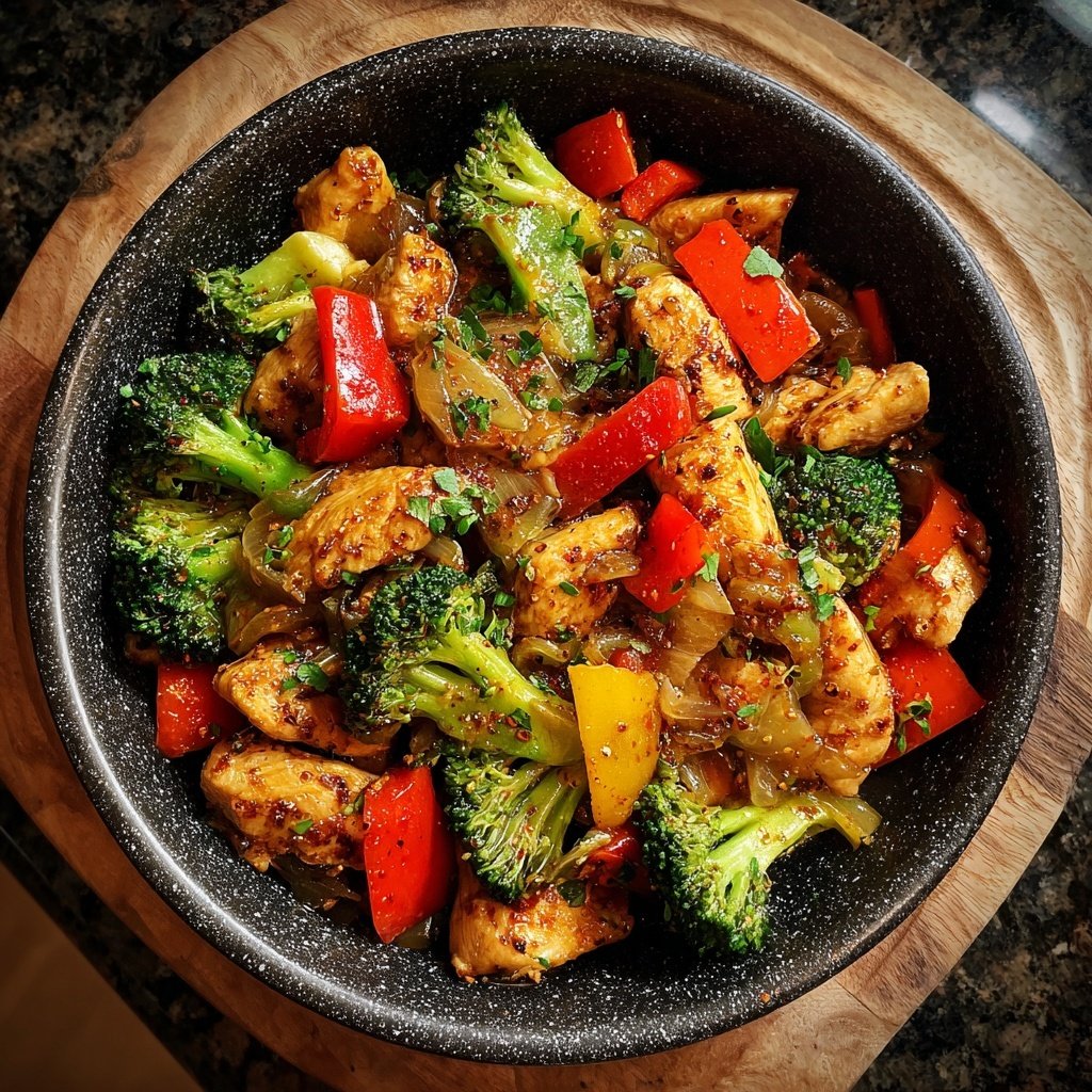 Kalorienarme Hähnchenpfanne Mit Brokkoli Und Paprika