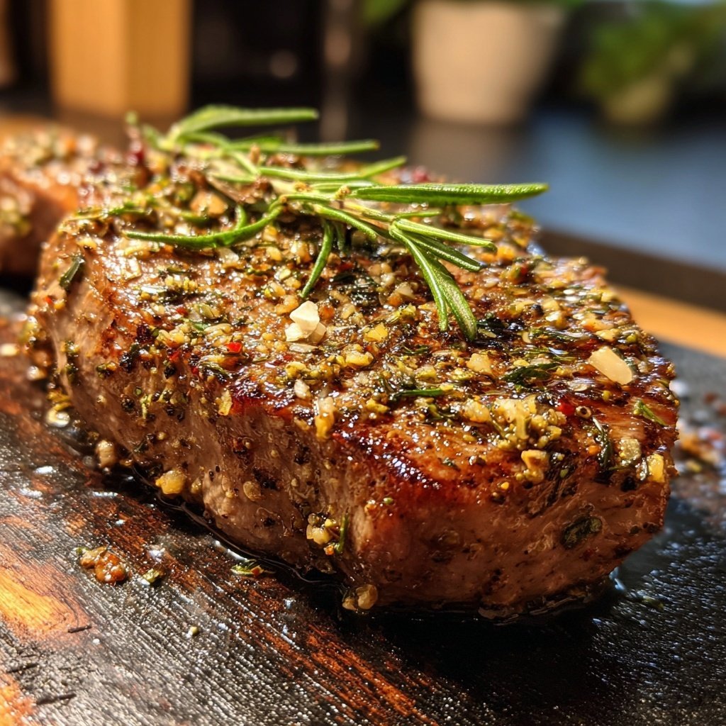 Gegrilltes Rindersteak Mit Senf Kruste