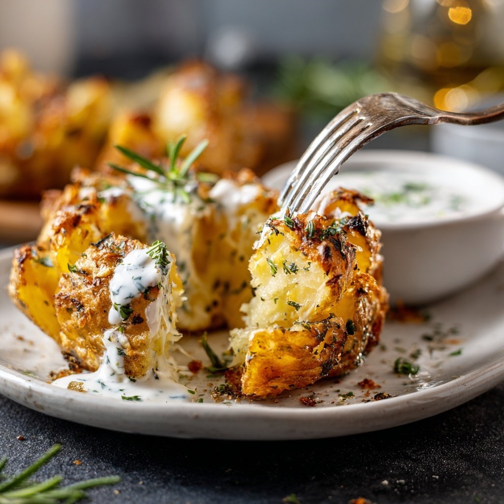 Abendessen mit Ofenkartoffeln und Dip