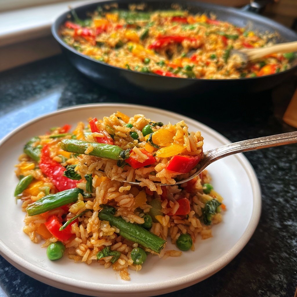 Abendessen mit Reis und Gemüse
