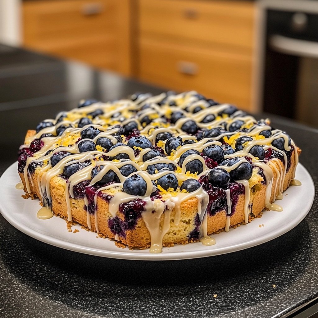 Zitronenkuchen mit Blaubeeren