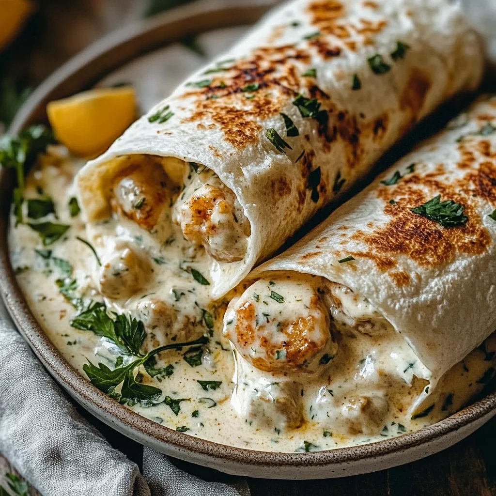 Hähnchen-Wraps mit Käse und Knoblauch