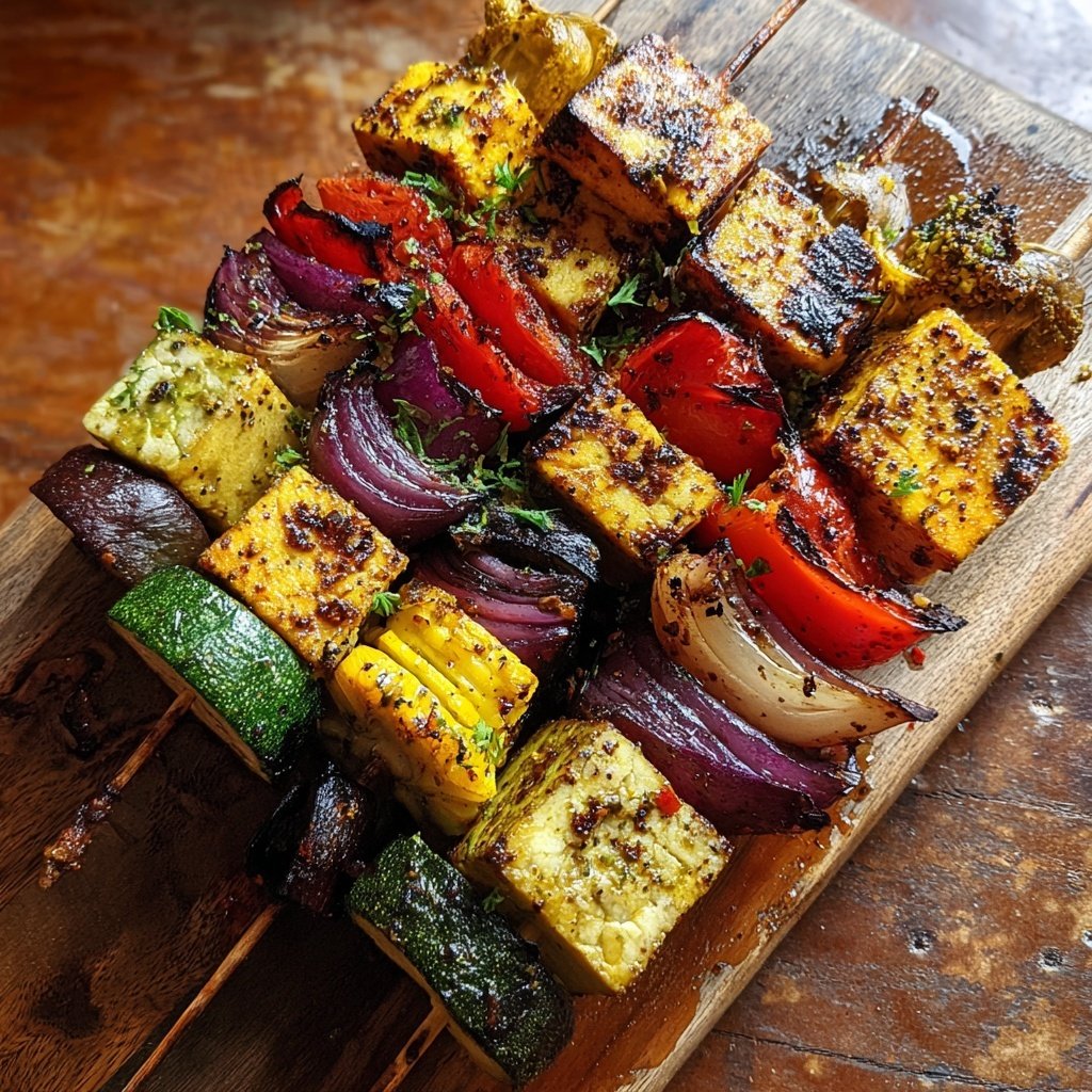 Grillspieße Mit Gemüse Und Tofu